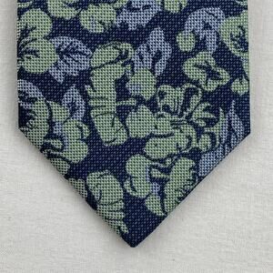 JOHN HENRIC Tie 100% Silk Floral Woven Jacquard Necktie Blue Italy